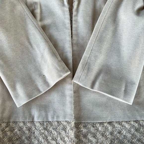 Vintage Lilli Ann Knit Boucle Trim Coat Cream Tan Basketweave Pattern 60s GUC - Picture 8 of 16